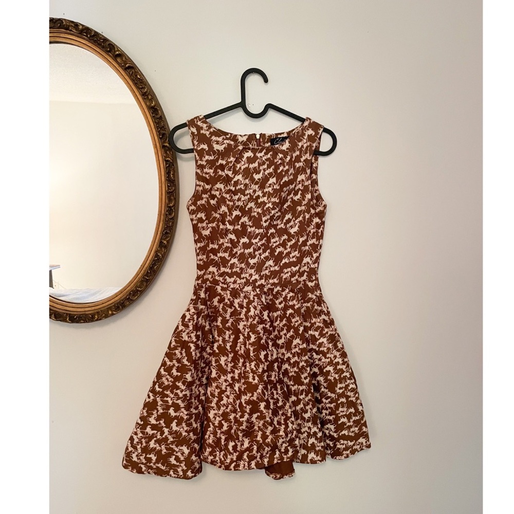 Closet Brown and White Patterned Mini Dress